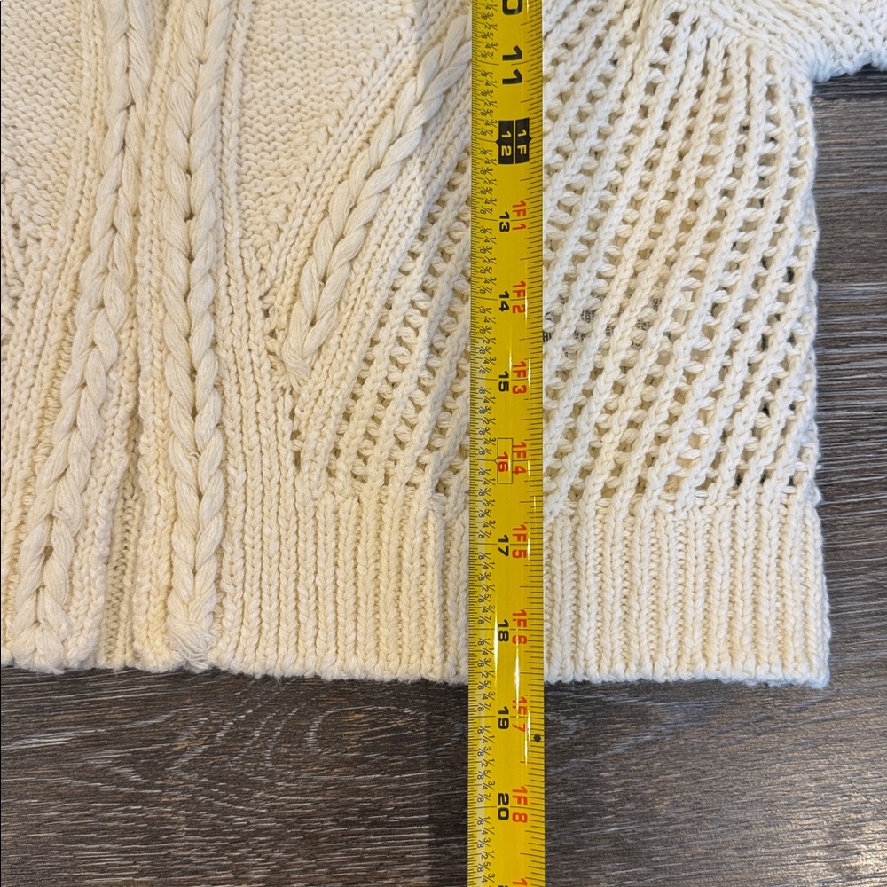 Anthropologie Women’s Cardigan Size XS Braided Pattern Cream - Picture 11 of 11
